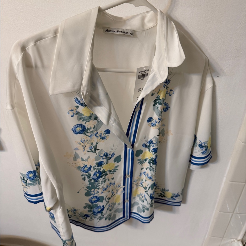NWT Abercrombie Blue Floral Matching Set | Resort Co-Ord | Size L | Sold Out